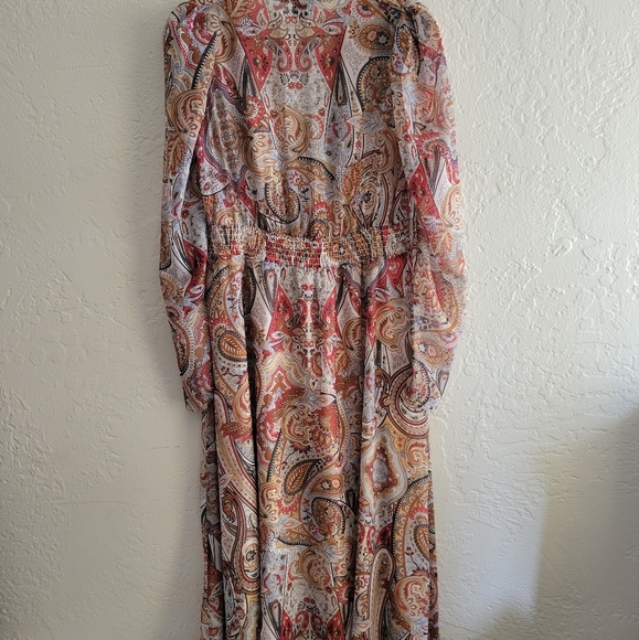 LINI Erica Midi Dress Paisely Smocked Large - Picture 2 of 8